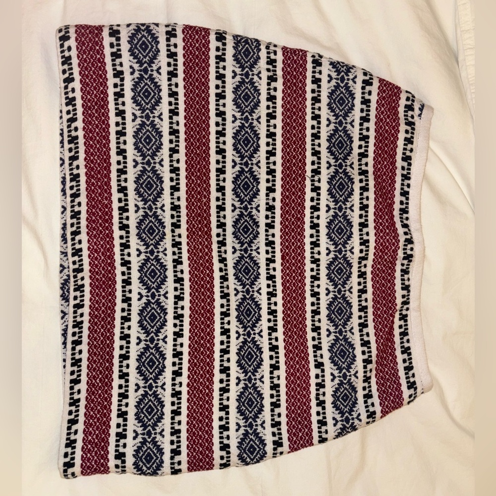 Madewell Red and Blue Patterned Mini Skirt
